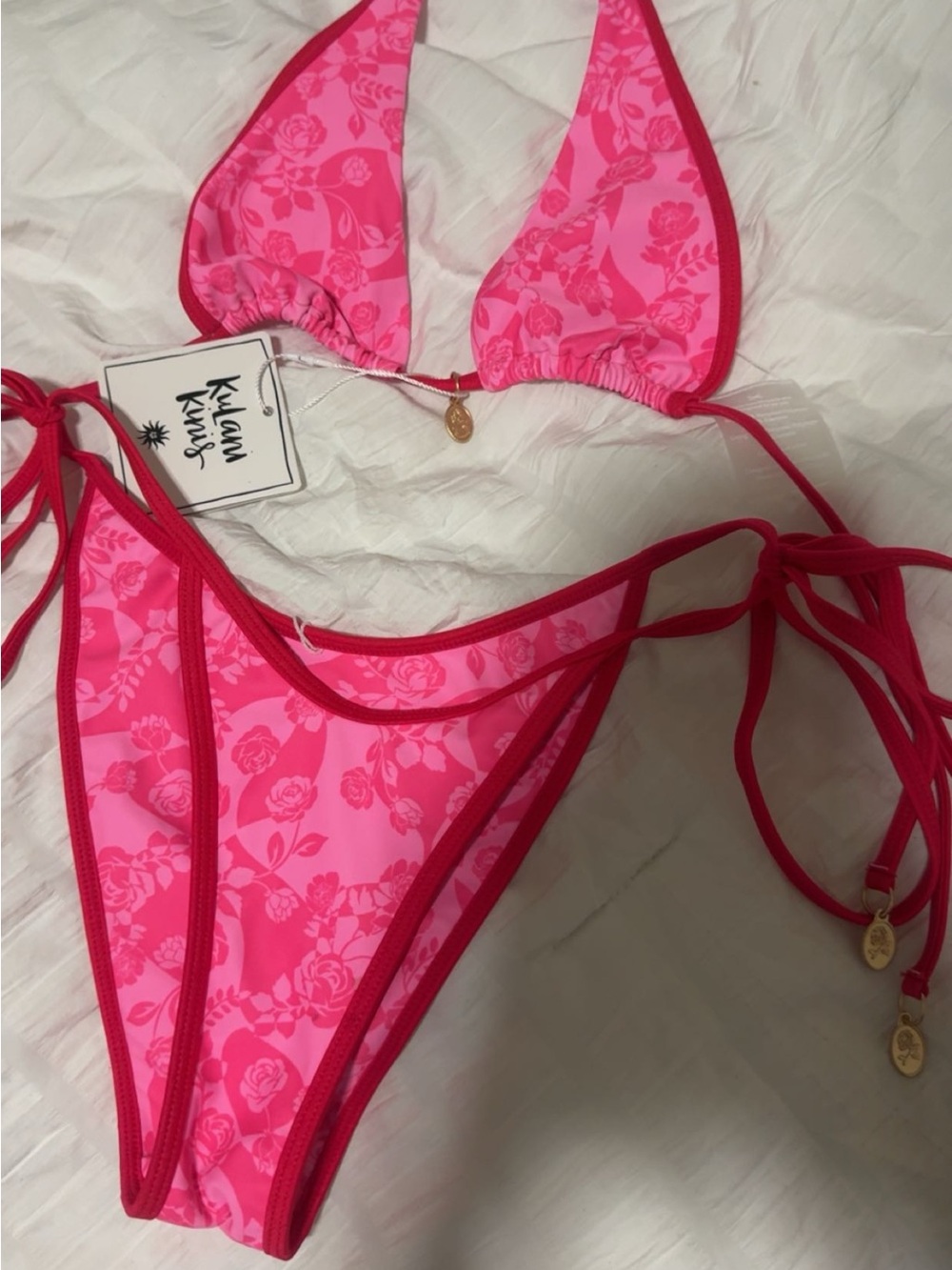 Kulani Kinis Pink Floral String Bikini